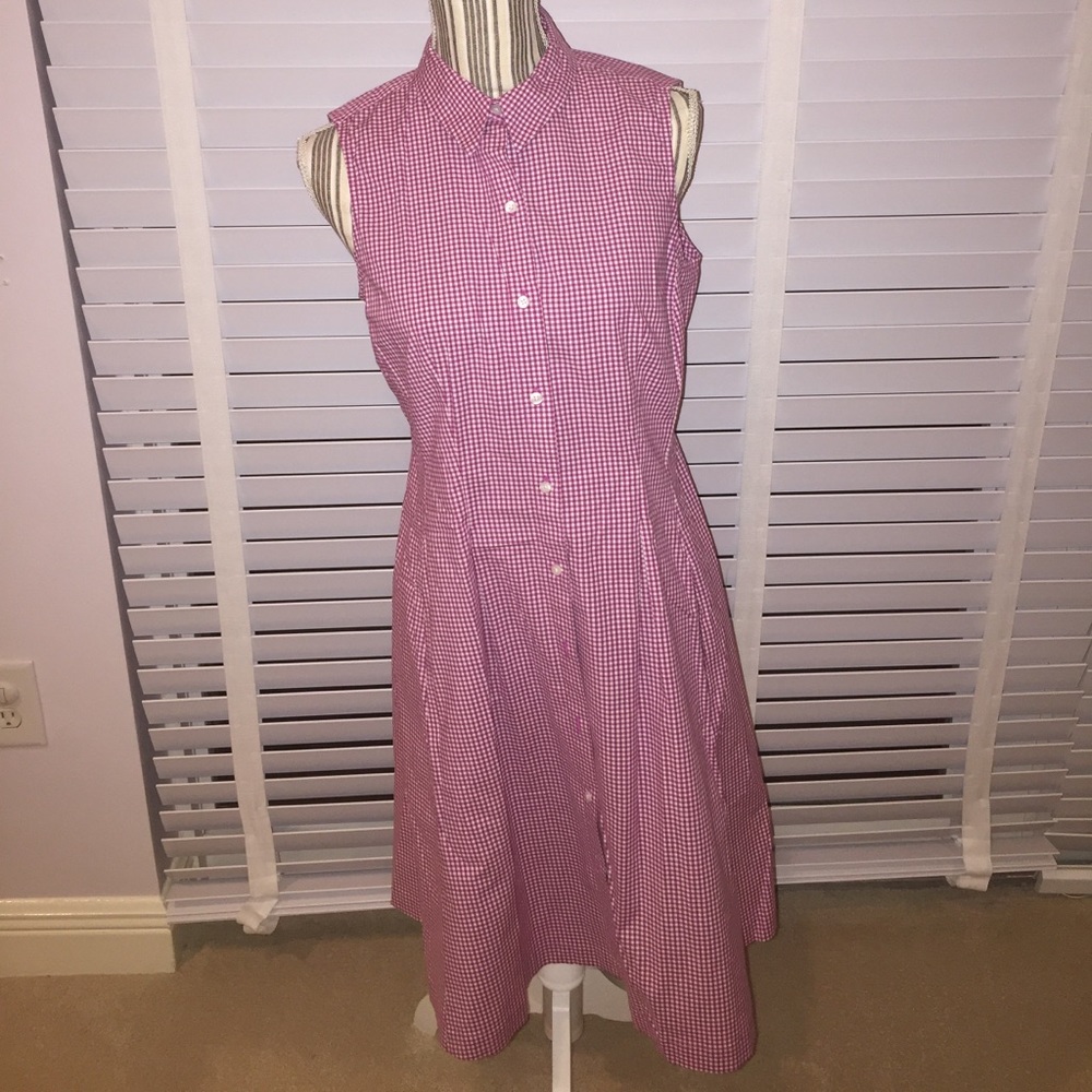 Talbots Red Gingham button down Dress 10p