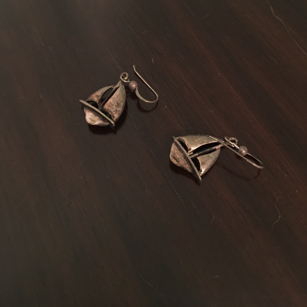 bronze sailboat earrings