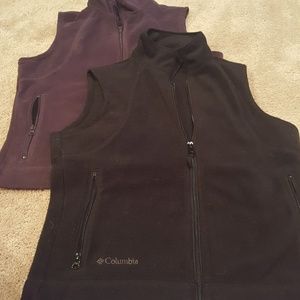 Two Columbia fleece vests size small