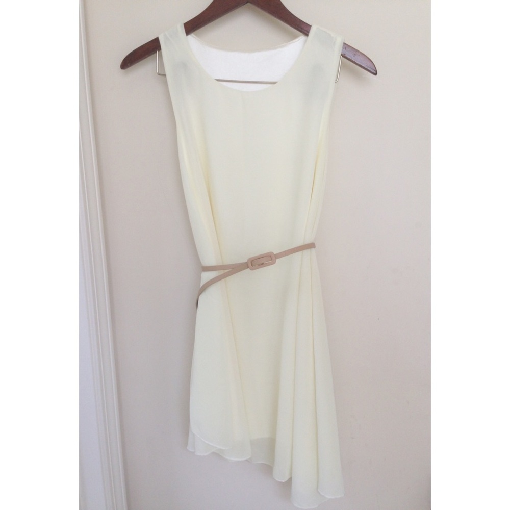 Cream chiffon dress with belt