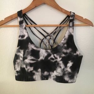 Mossimo Grey/White Sports Bra Strappy Back Size L