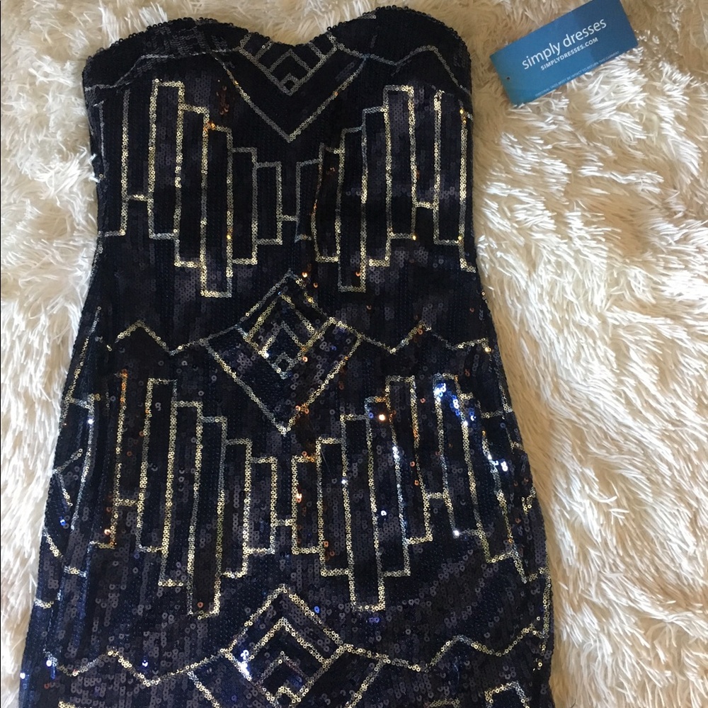 New Navy and sliver sequin mini dress