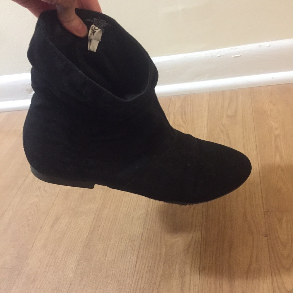 Black faux suede ankle booties (Target)