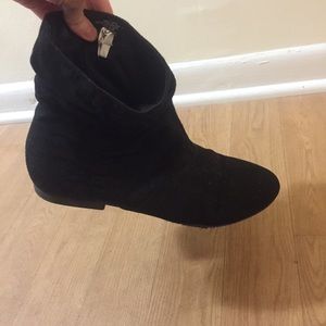 Black faux suede ankle booties (Target)