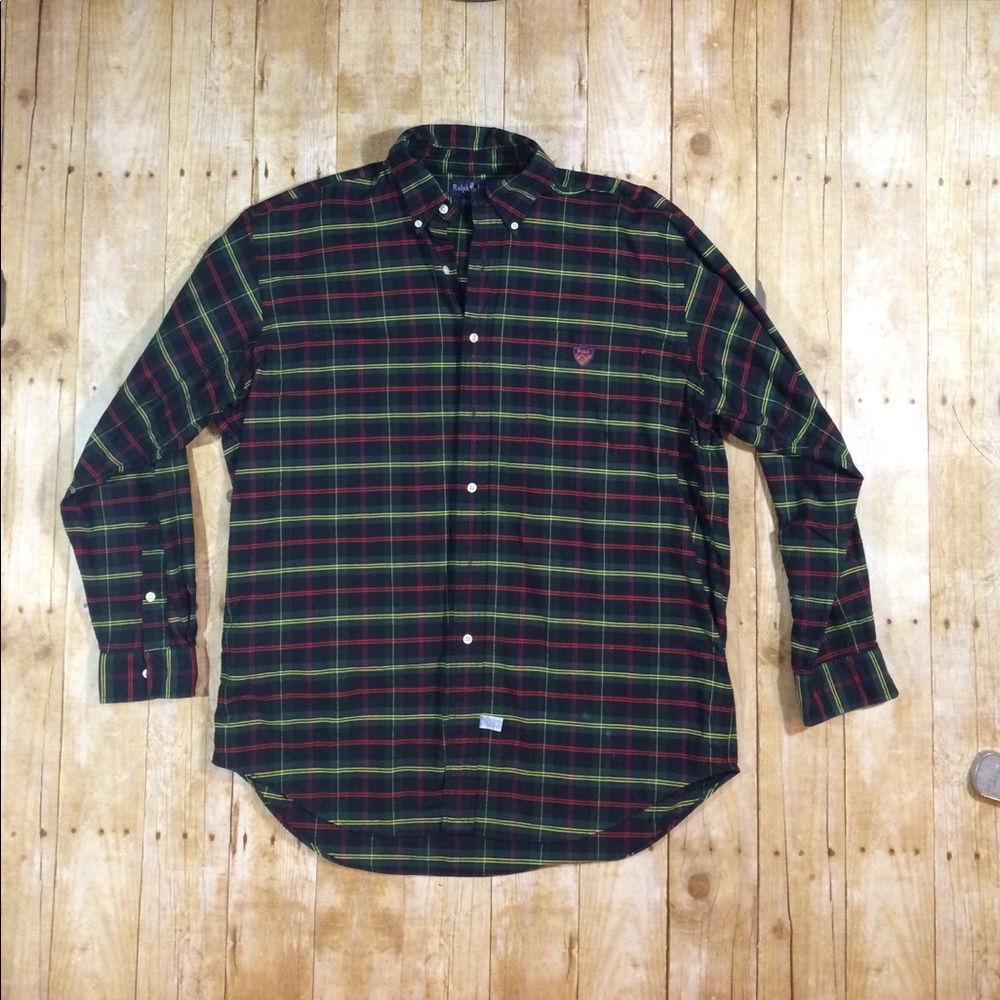 Red, green & yellow plaid Ralph Lauren button down