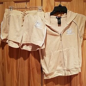 Adorable terry cloth hoodie short set