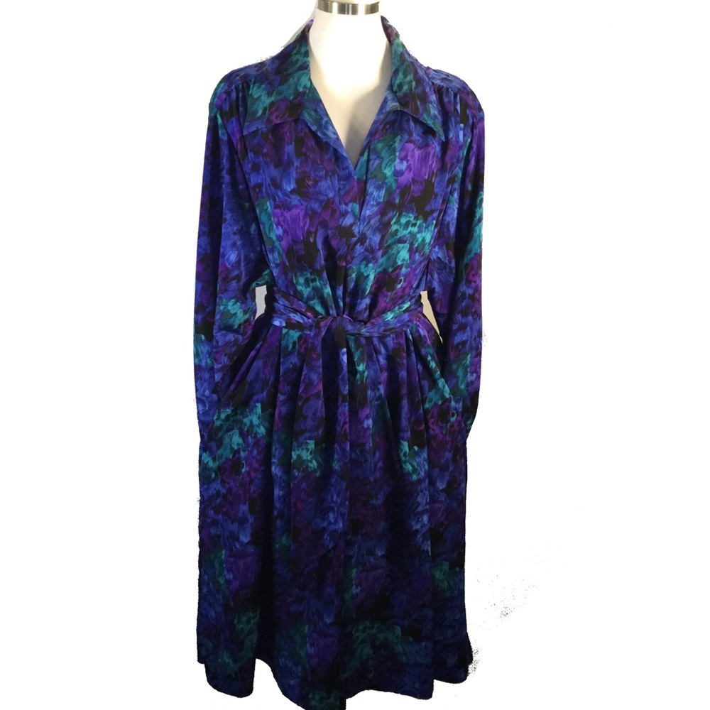 Vtg Watercolor Tent Dress Volup Drapers & Damons