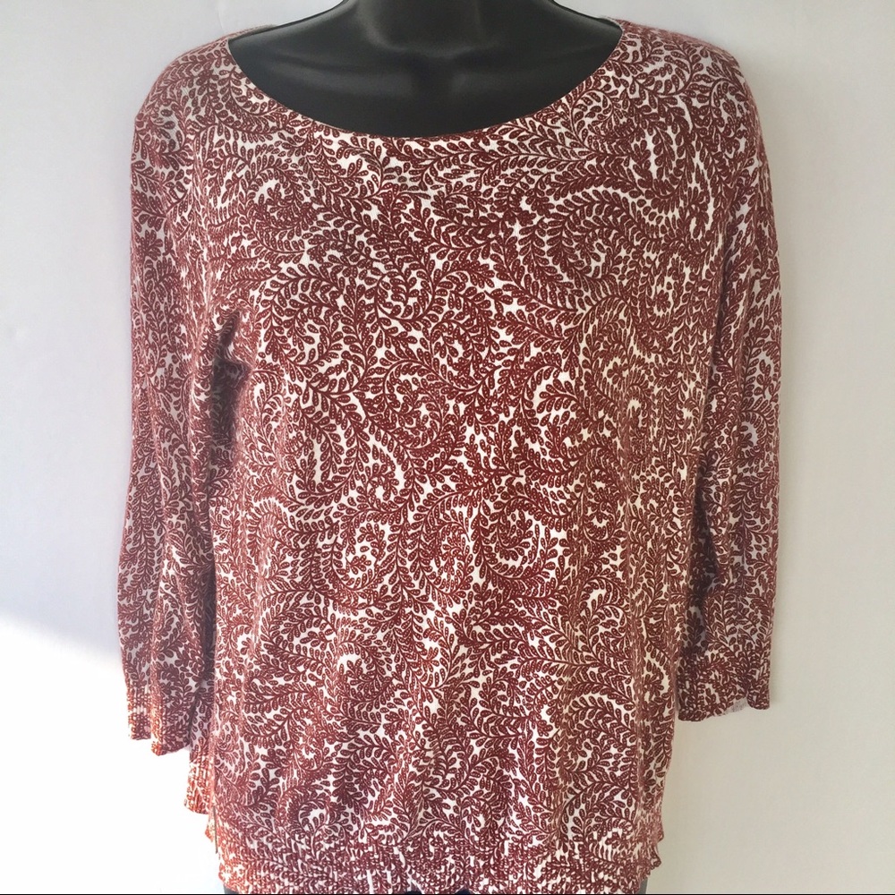 Ann Taylor Loft brown and white print sweater