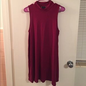 High neck wine color dress