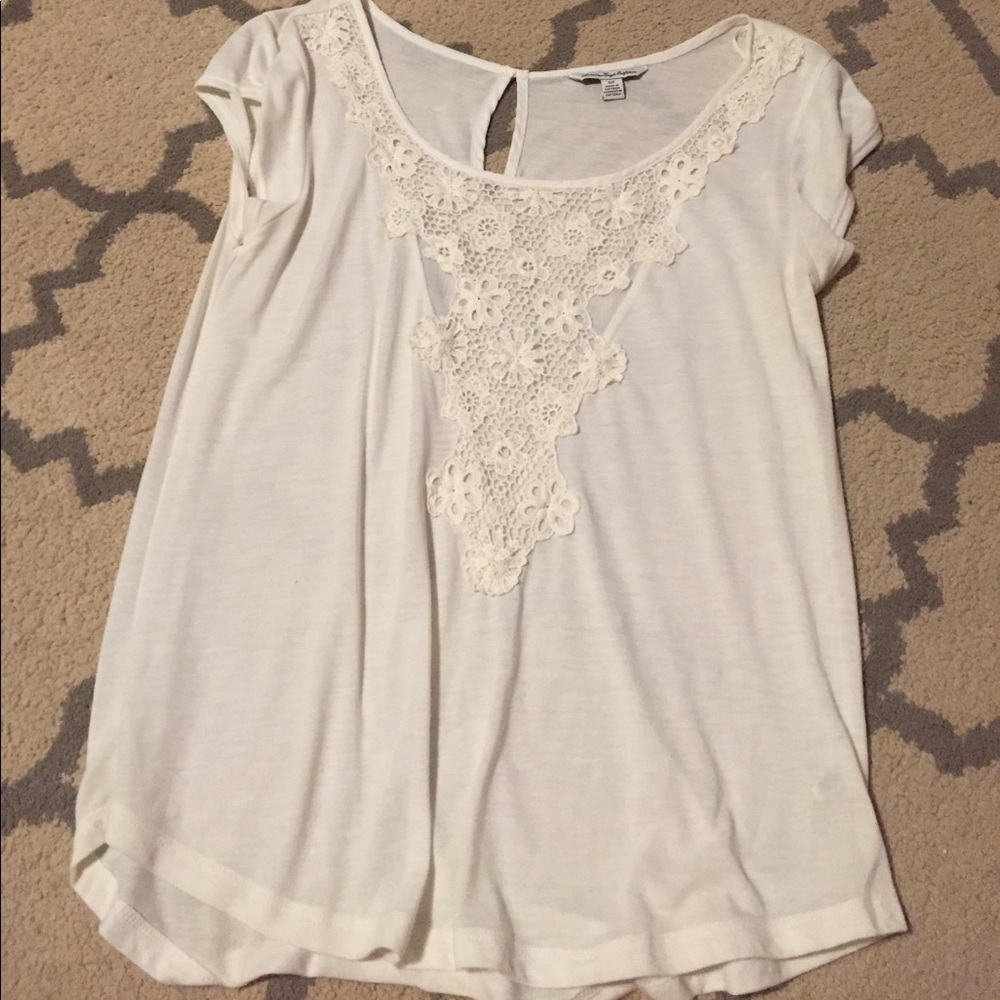 American Eagle White Lace Top