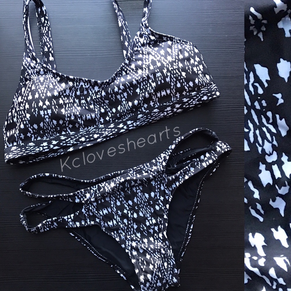 Black Spotted Double Strap Bikini - Picture 4 of 4