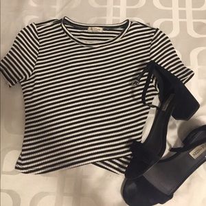Black and white striped crop top