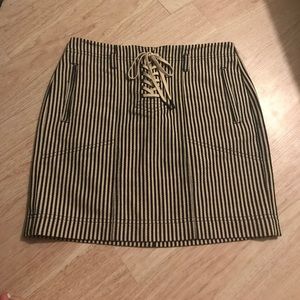 Madewell Lace Up, Striped Mini Pencil Skirt, 4