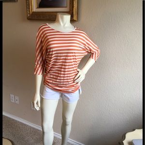 NWOT Anthropologie Maude Orange White Stripe Small