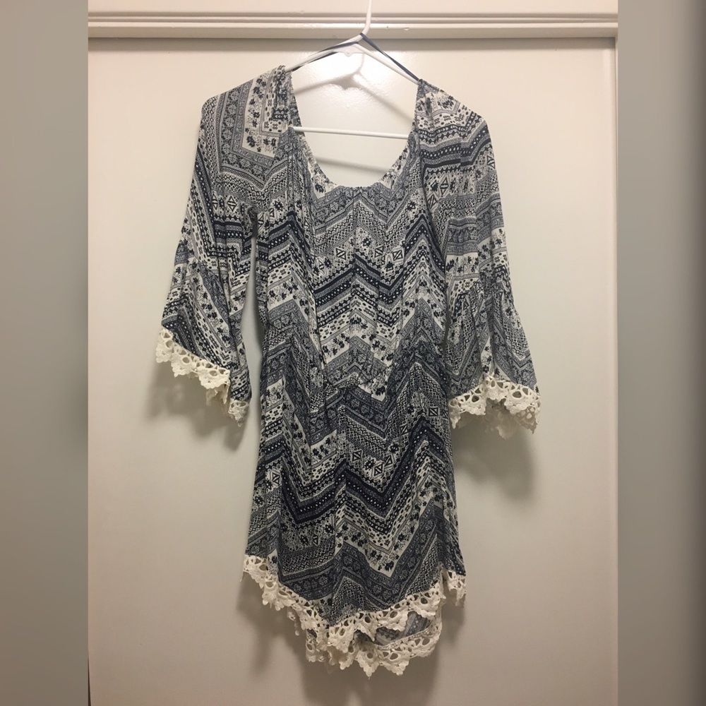 Blue and white romper