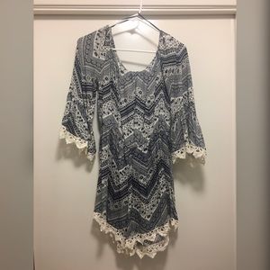 Blue and white romper