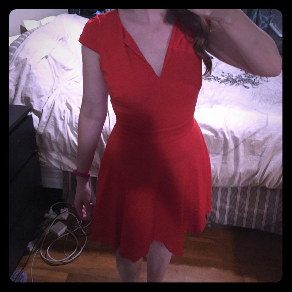 Bebe XS Orange Cocktail Dress With Pockets