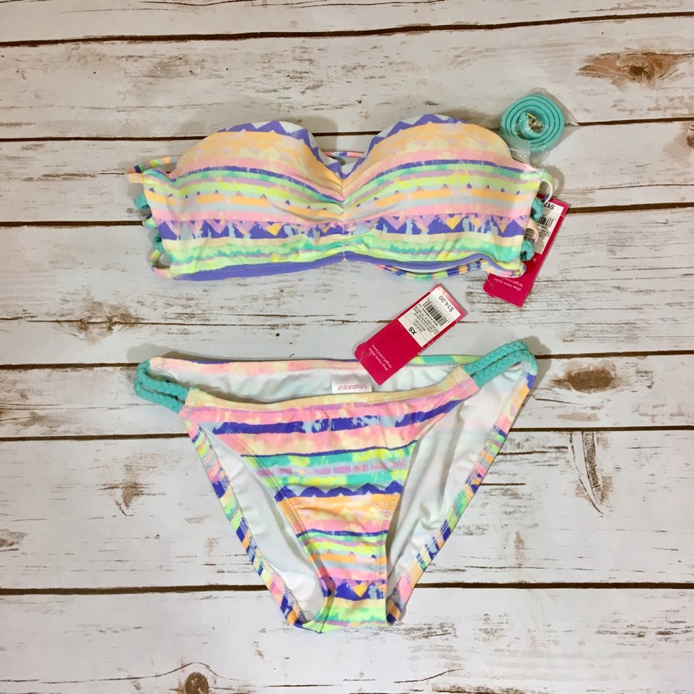Xhiliration pastel patterned bikini set