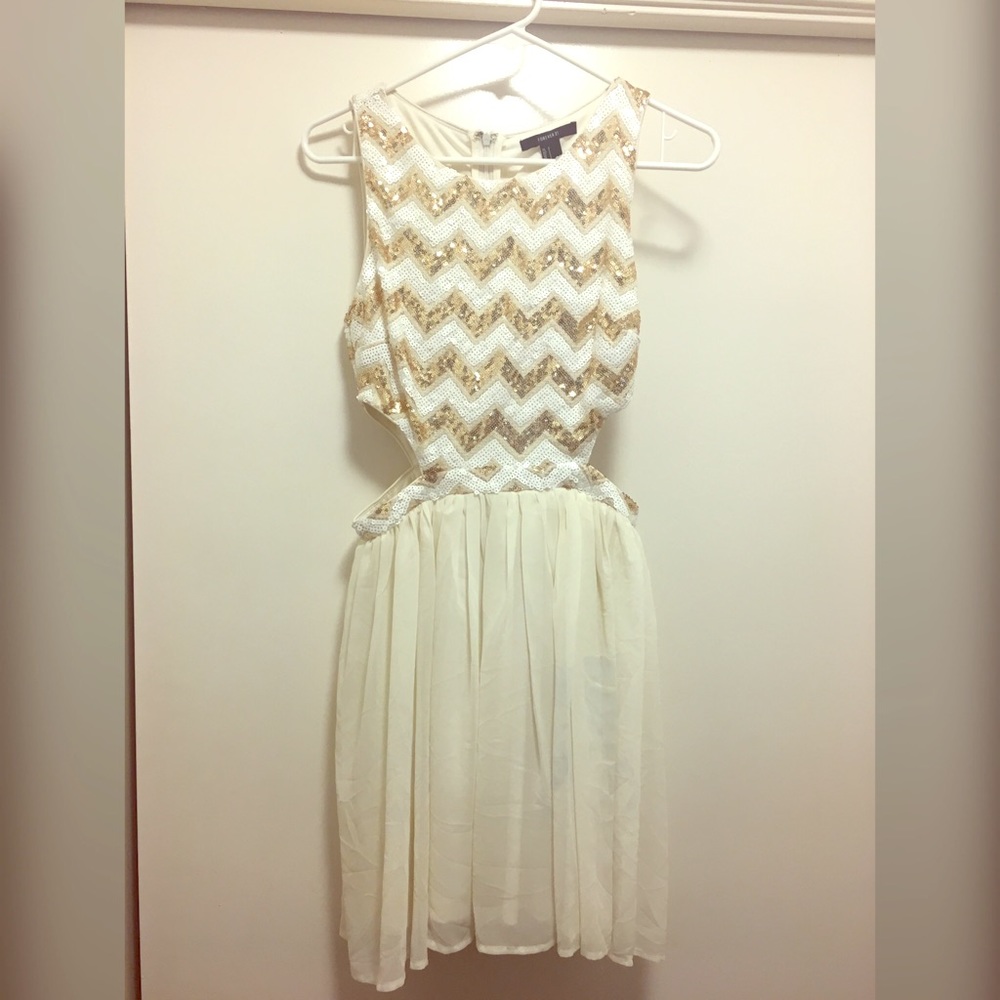 White and gold sparkly dress