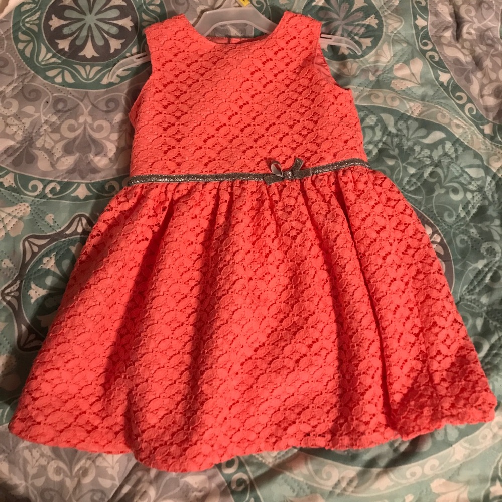 Toddler girls peach and silver dress (24m)