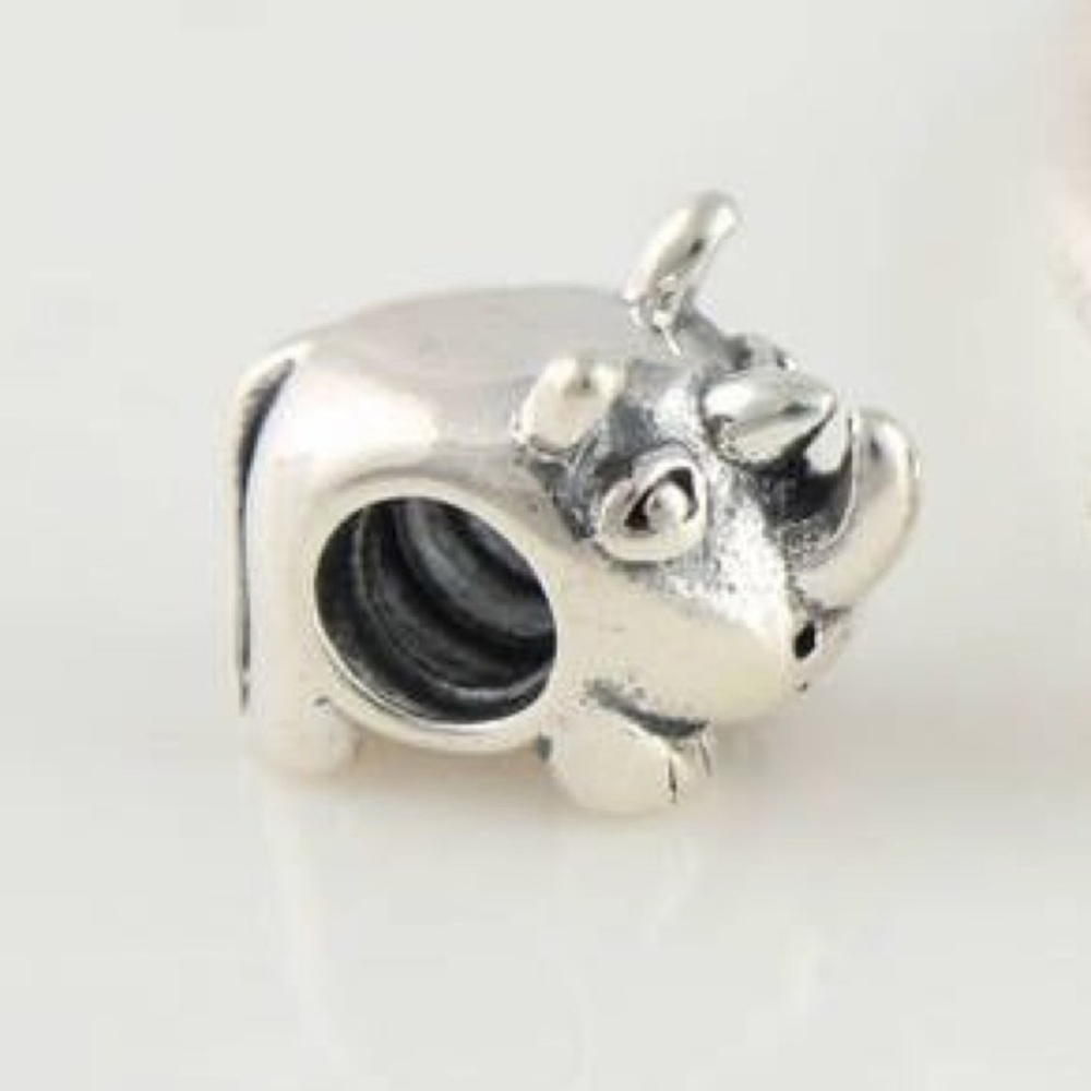 Rare Retired Pandora Rhino Silver Charm