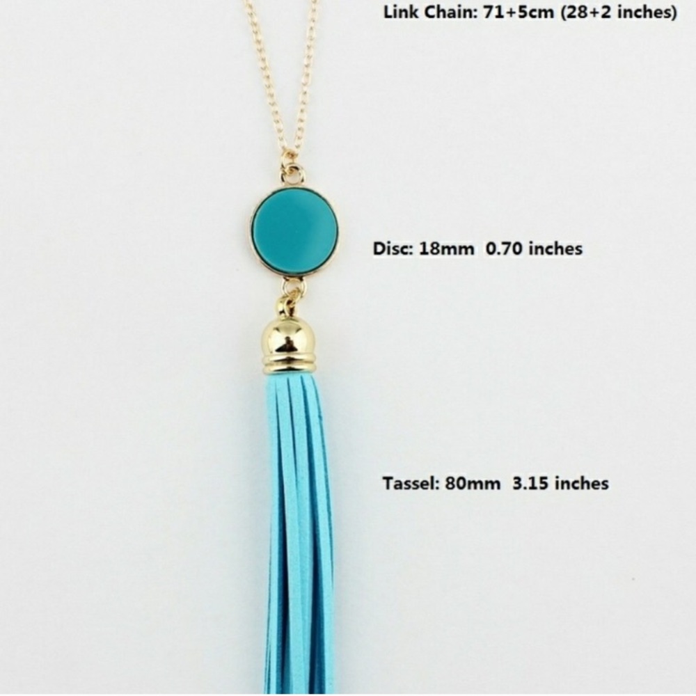 Acrylic Disc Tassel Necklace - Picture 4 of 4