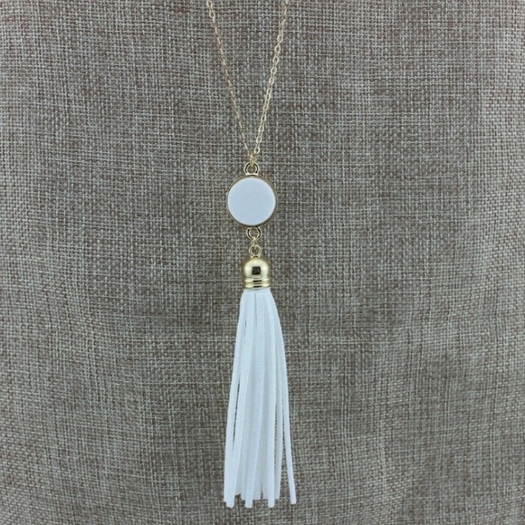 Acrylic Disc Tassel Necklace - Picture 3 of 4
