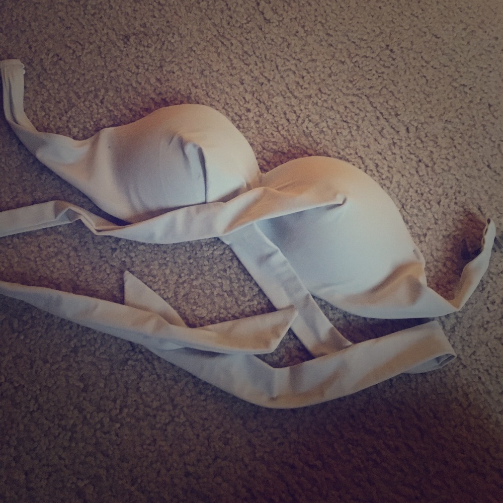 White VS push up wrap around strapless swim top