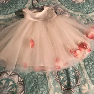 White and pink baby girls dress