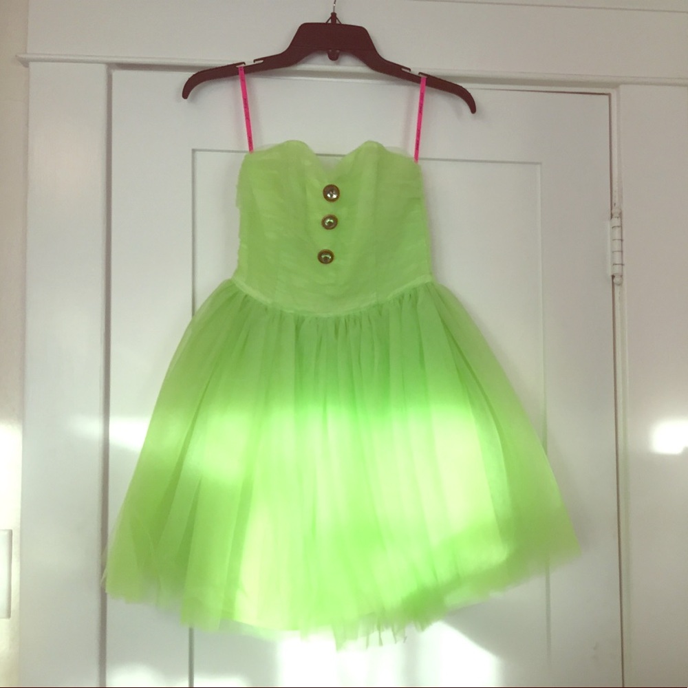 Lime green Betsey Johnson tulle fit n flare dress