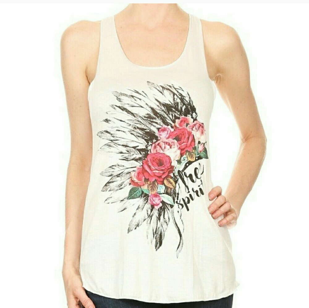 "Free spirit" boho pink rose tank