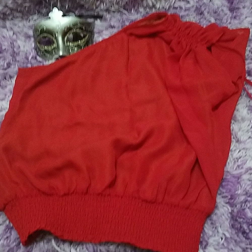Red bebe beautiful one shoulder blouse
