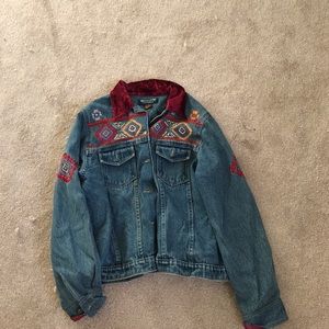 Vintage medium wash embroidered denim jacket