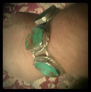 Navajo Cuff Sterling Silver Kingman Turquoise