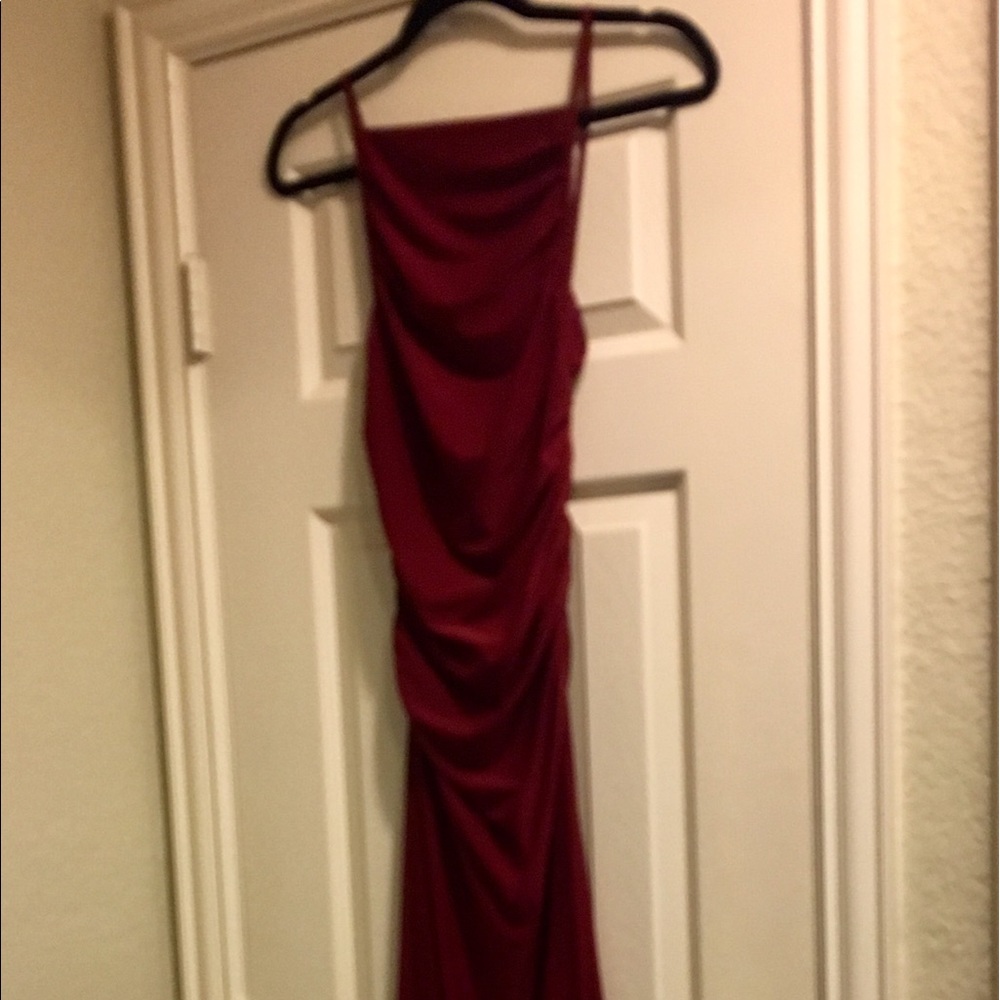 Burgundy asymmetrical dress.  Like new