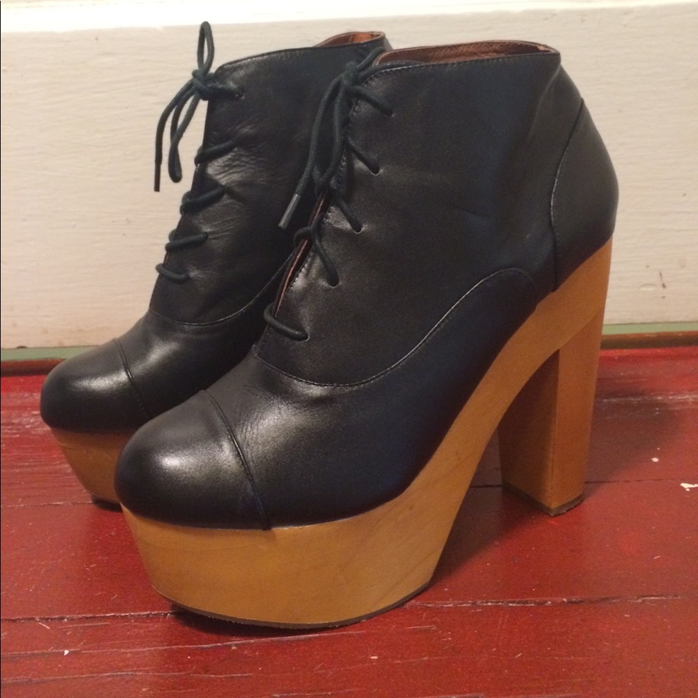 Sky High Wooden Heel Platform Oxfords