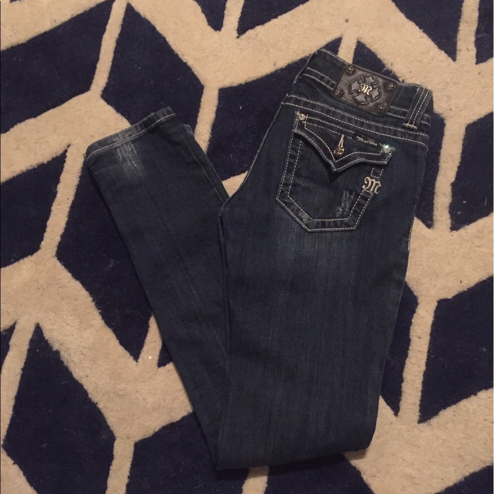 Miss Me Dark Wash Distressed Skinny Jeans