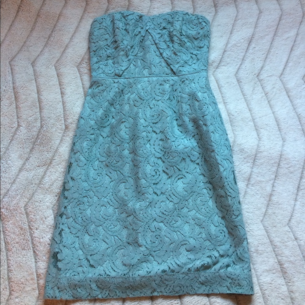 Sage J. Crew strapless formal lace dress - Picture 2 of 2
