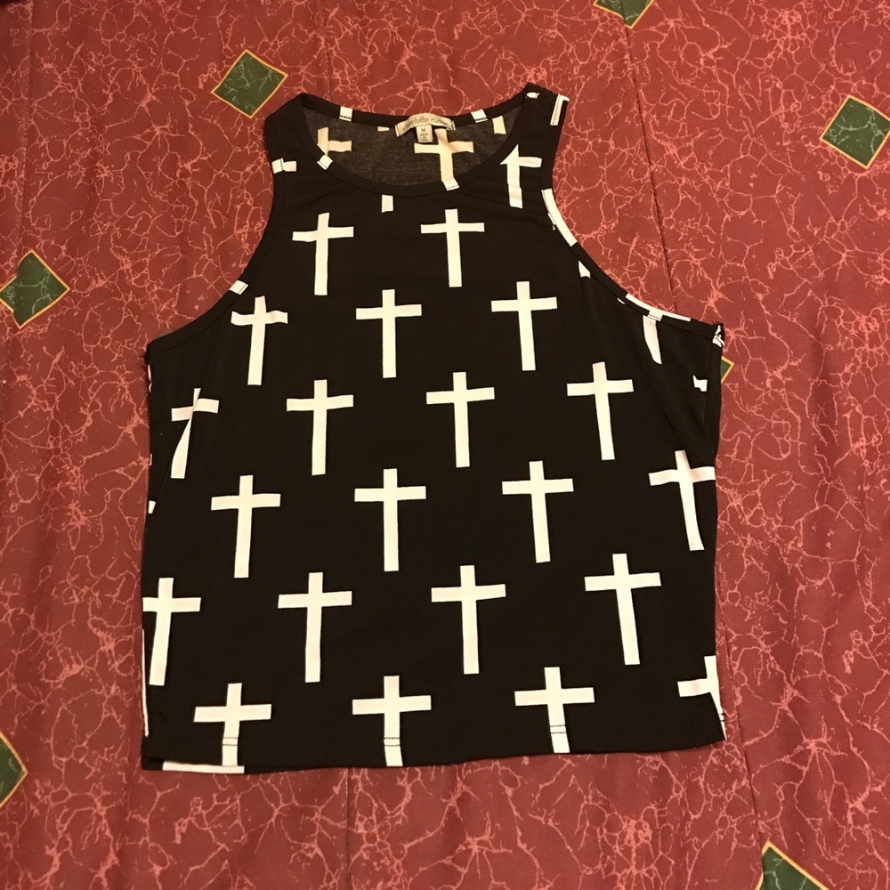 Black and white cross crop top