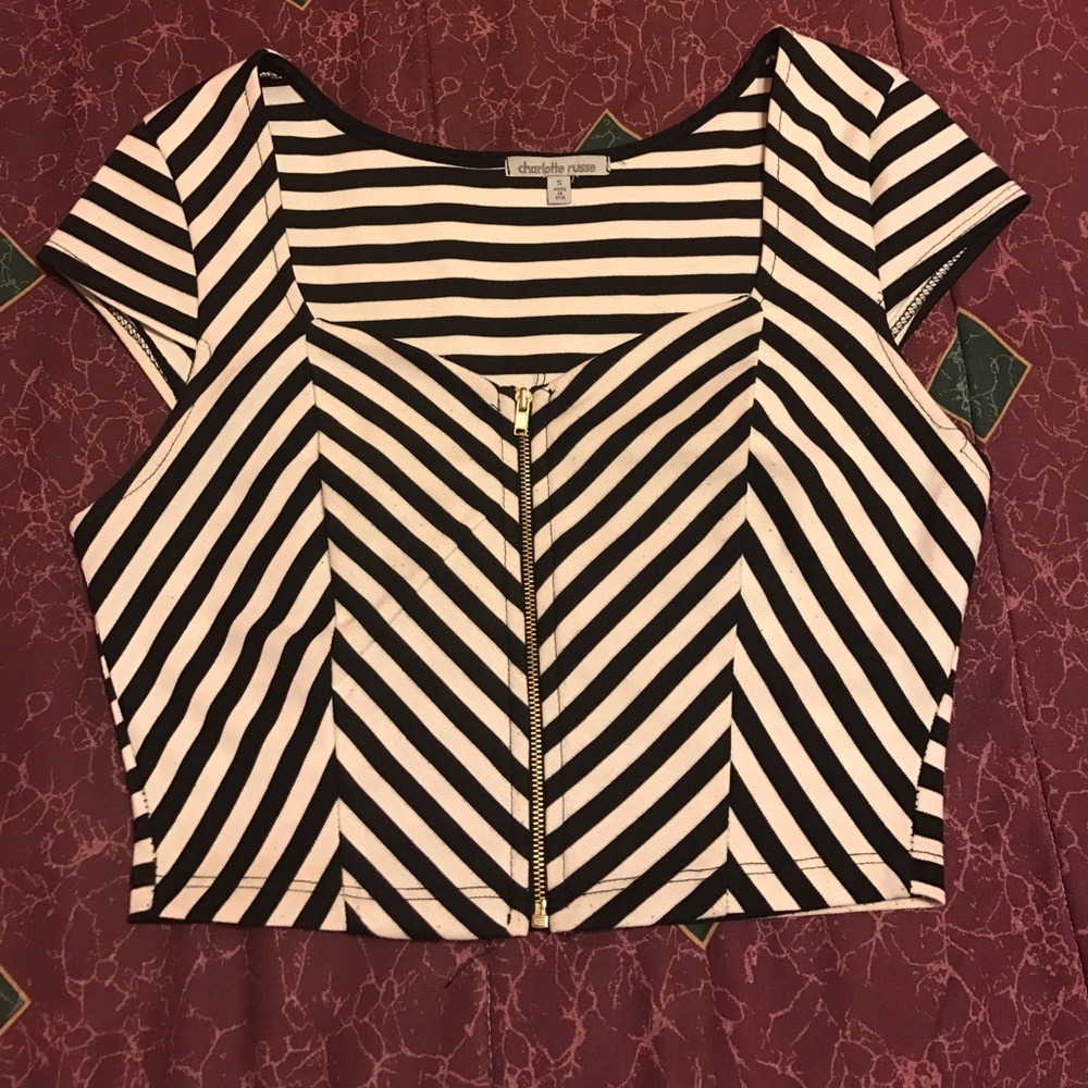 Zipped up striped crop top