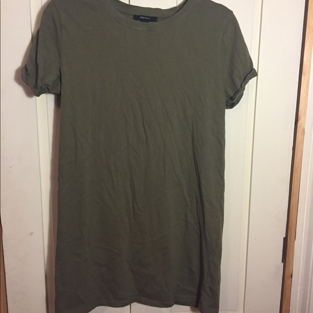 Forever21 Olive Green Mini T-Shirt Dress