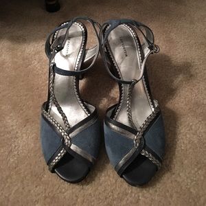 Anthropologie blue and silver heels Anthropologie blue and silver heels