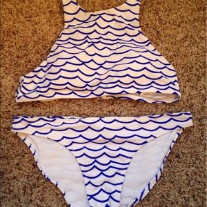 Cupshe Blue High Neck Bikini