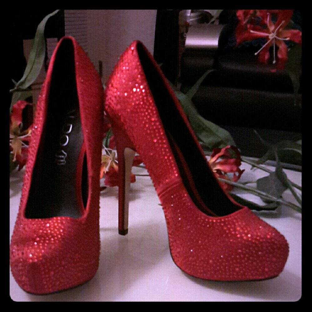Aldo Red Sequined Platform Heels