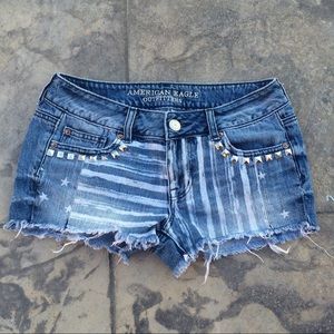 AE Custom Hand Made American Flag Jean Shorts