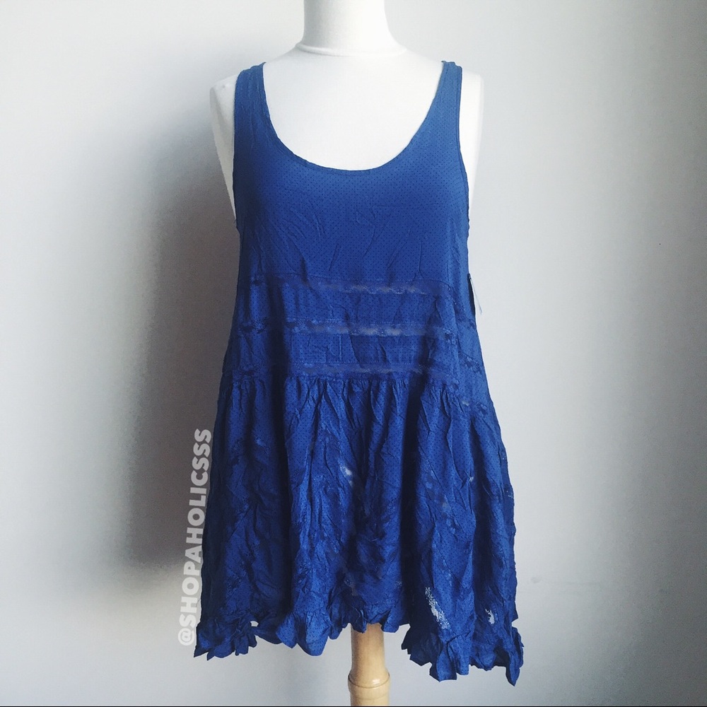 🎉 FREE PEOPLE Voile & Lace Trapeze Slip Dress - Picture 3 of 5