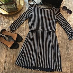 EUC Striped Buttoned Quarter Sleeved Mini Dress