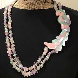 Funky Glass Bead Parrot Necklace