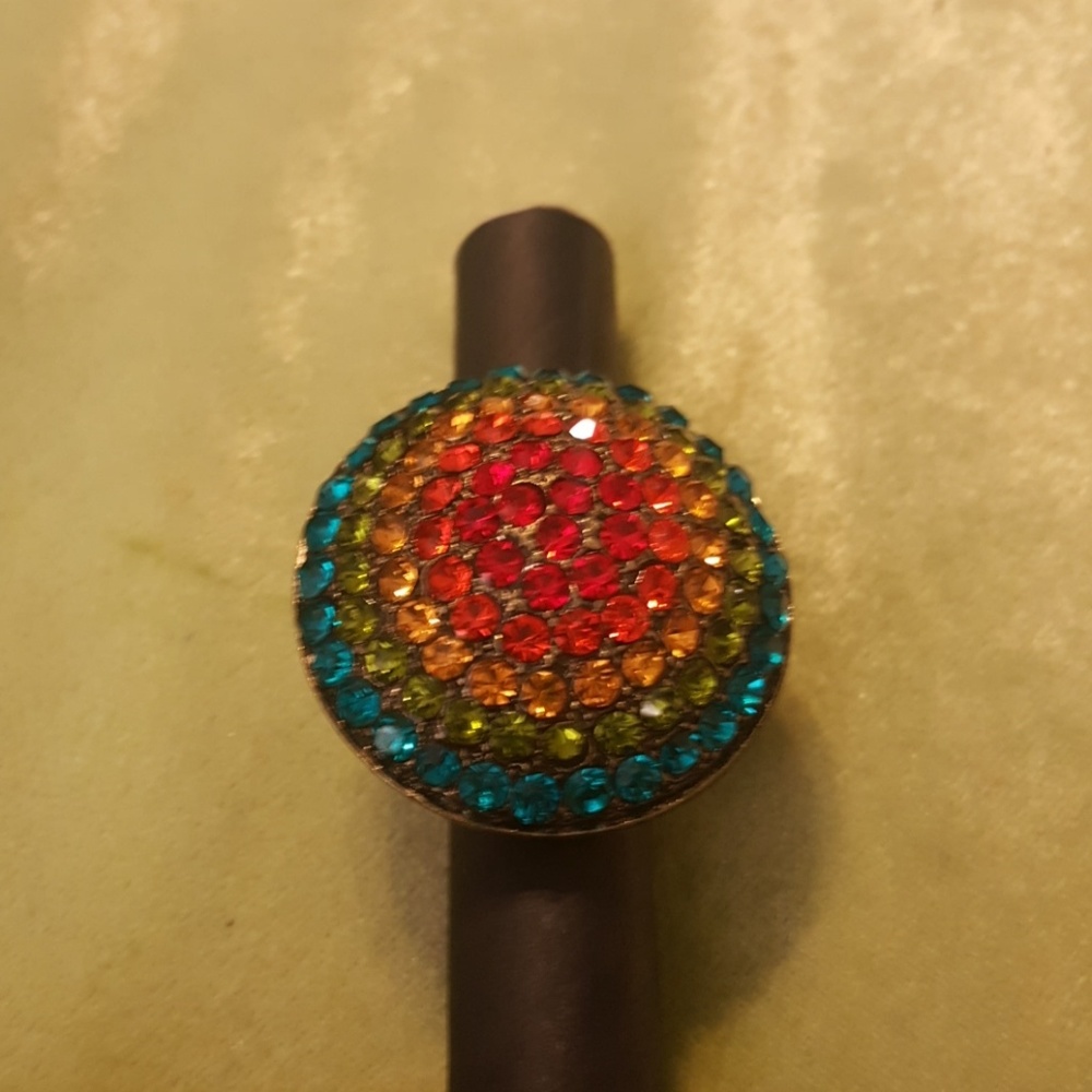 Bold color rhinestones statement stretch ring