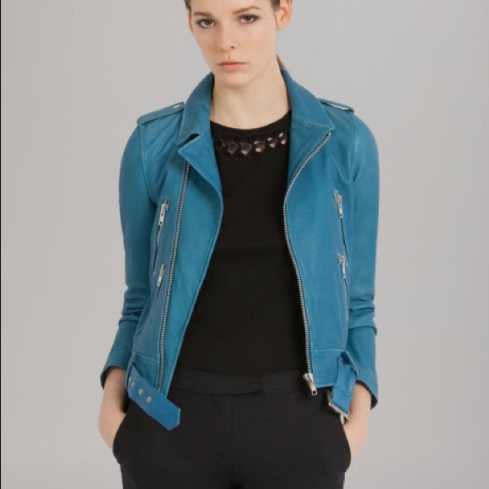 Maje zip-detailed leather jacket